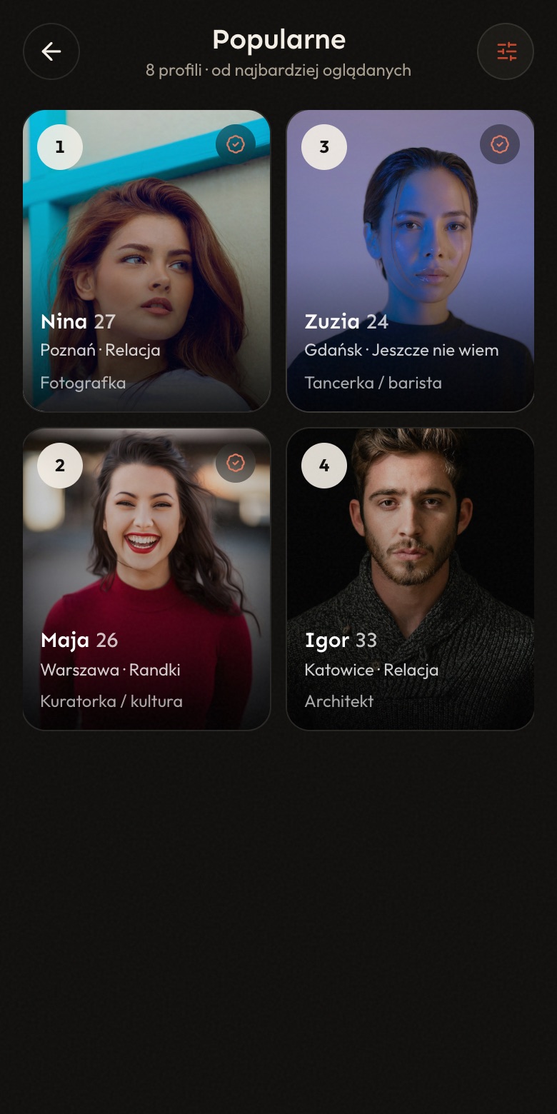 Kafelki Popularne — odznaka w rogu zdjęcia