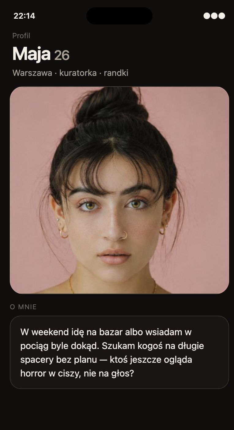 Zrzut profilu z konkretnym bio